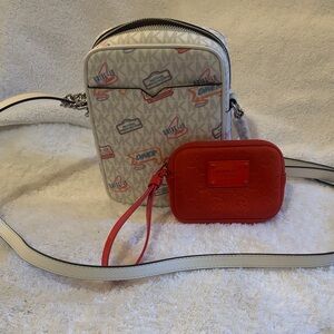 Michael Kors White and Orange Crossbody Bag Duo